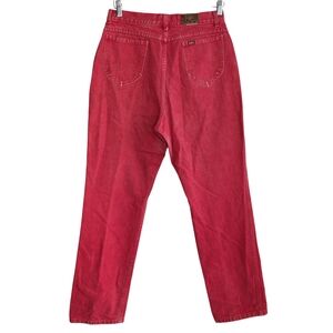 Vintage '80s Lee Women's 16 Red Cotton Denim Straight Leg‎ Jeans